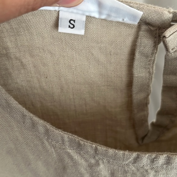 bryn Walker Pira Light tan Beige Linen Sleeveless Oversize Split Side Tank Small - Picture 5 of 7